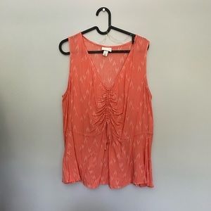 Cinched front v-neck tank top